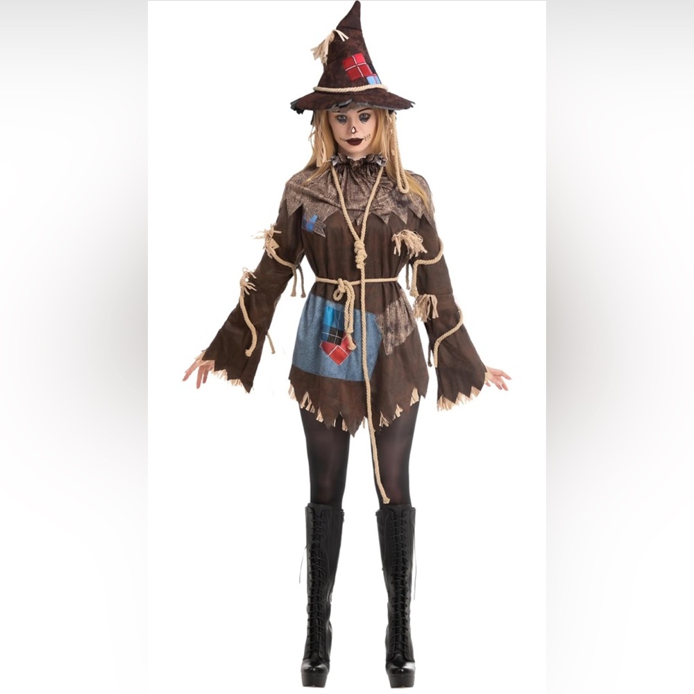 Spooktacular Adult Women Scary Scarecrow Costume for Halloween Dress up Party